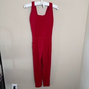 Athleta Salutation Bodysuit Womens Small Red Active Yoga Leggings Built In Bra